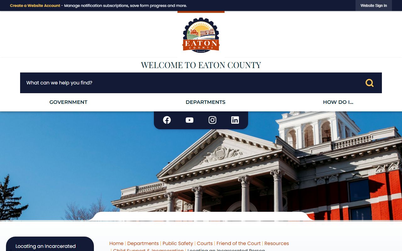 Eaton County Sheriff Office website for 72 hour booking records