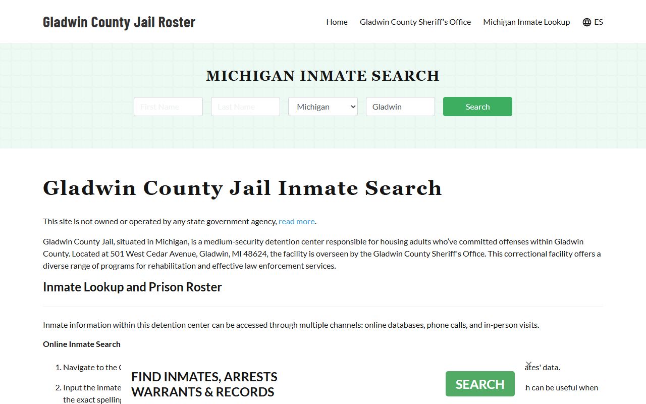Gladwin County jail roster for 72 hour booking records