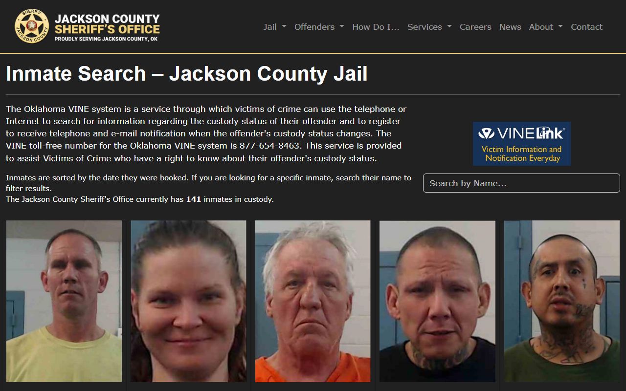 Jackson County inmate search for 72 hour booking records