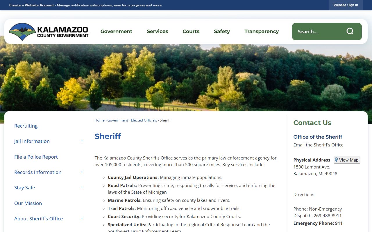 Kalamazoo County Sheriff website for 72 hour booking information