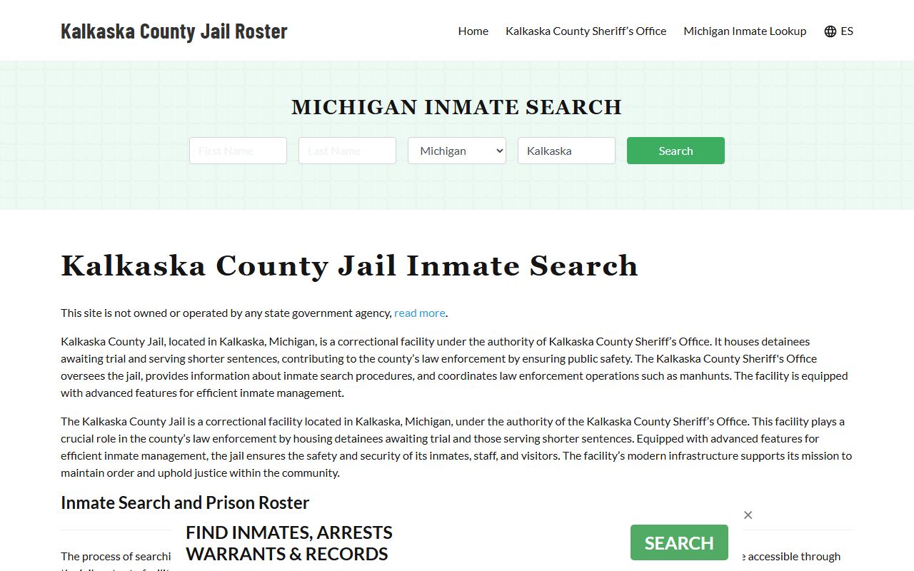 Kalkaska County jail roster for 72 hour booking records