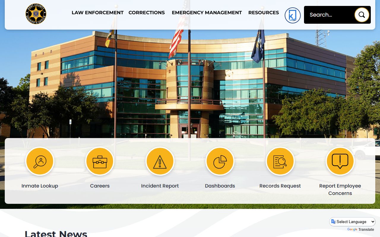 AccessKent Sheriff page for Kent County 72 hour booking records