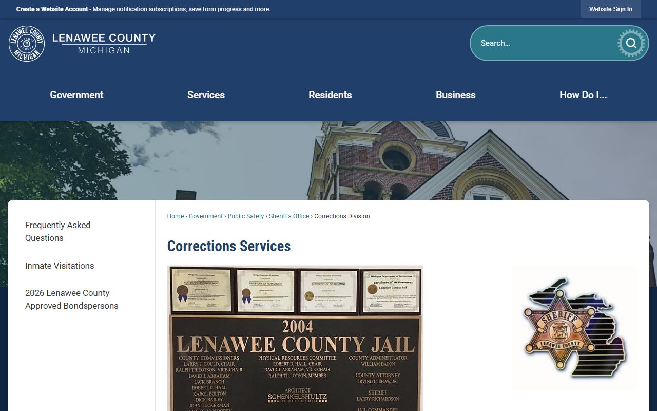 Lenawee County Corrections Division for 72 hour booking search