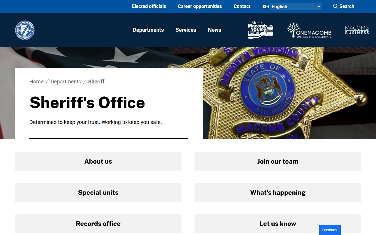 Macomb County Sheriff Office website for 72 hour booking records