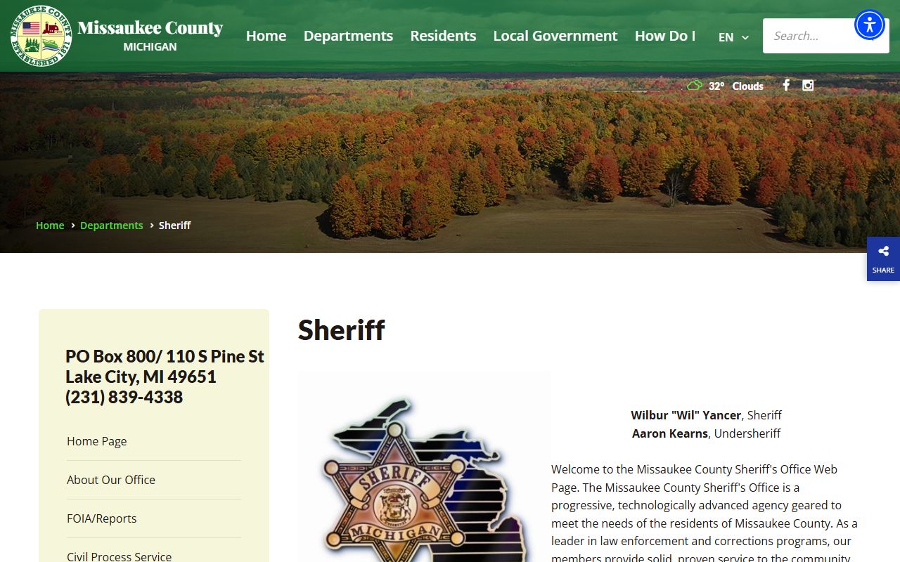 Missaukee County Sheriff website for 72 hour booking information