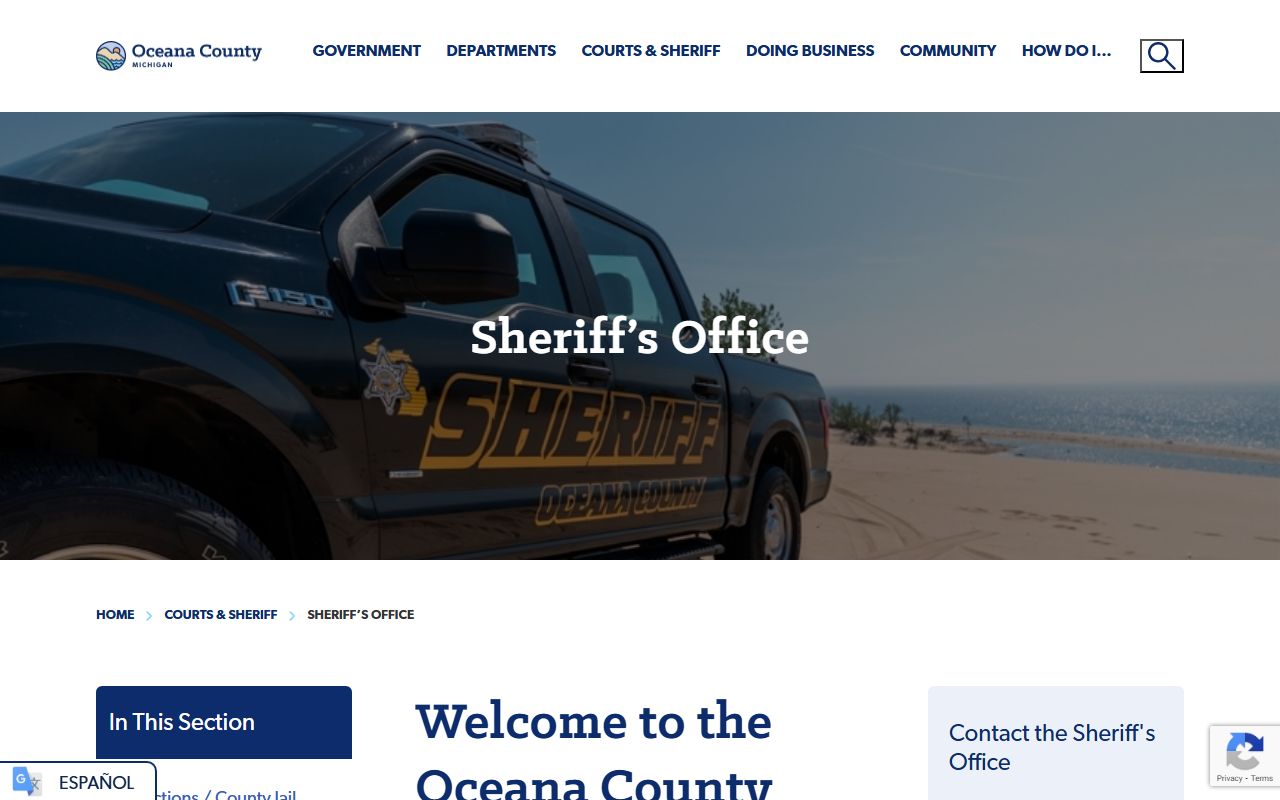 Oceana County Sheriff website for 72 hour booking searches