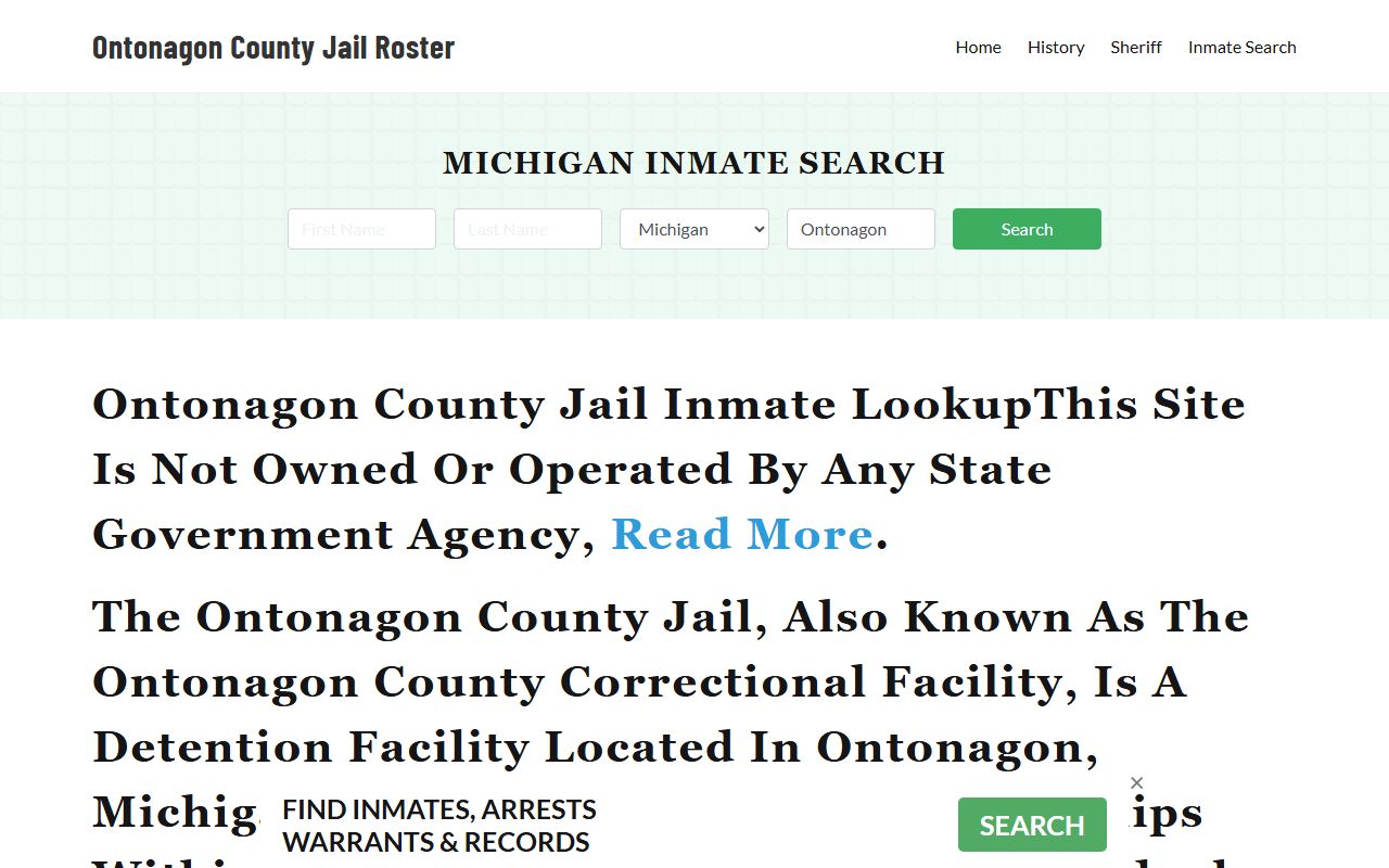 Ontonagon County jail roster for 72 hour booking records