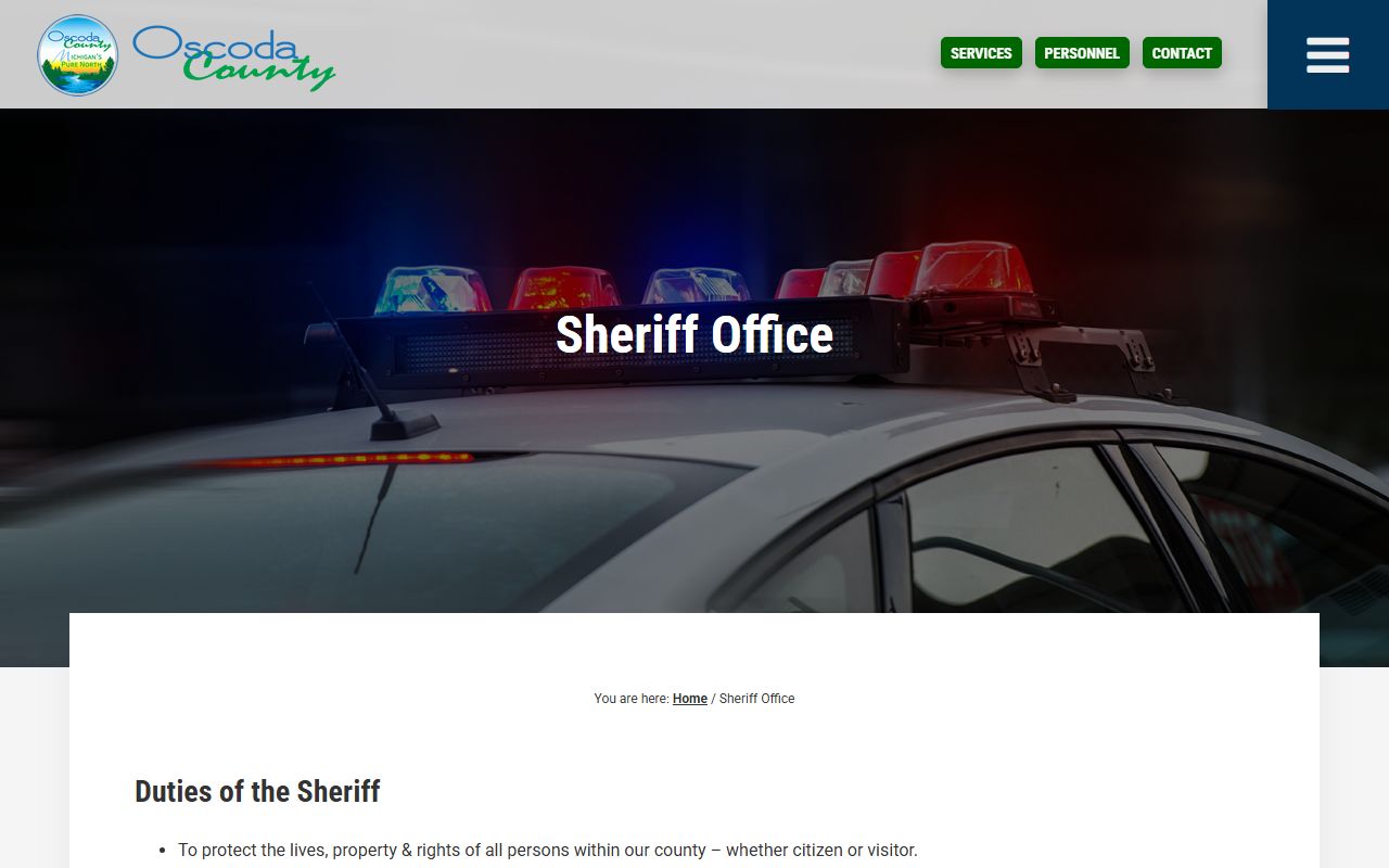 Oscoda County Sheriff FOIA forms for 72 hour booking records